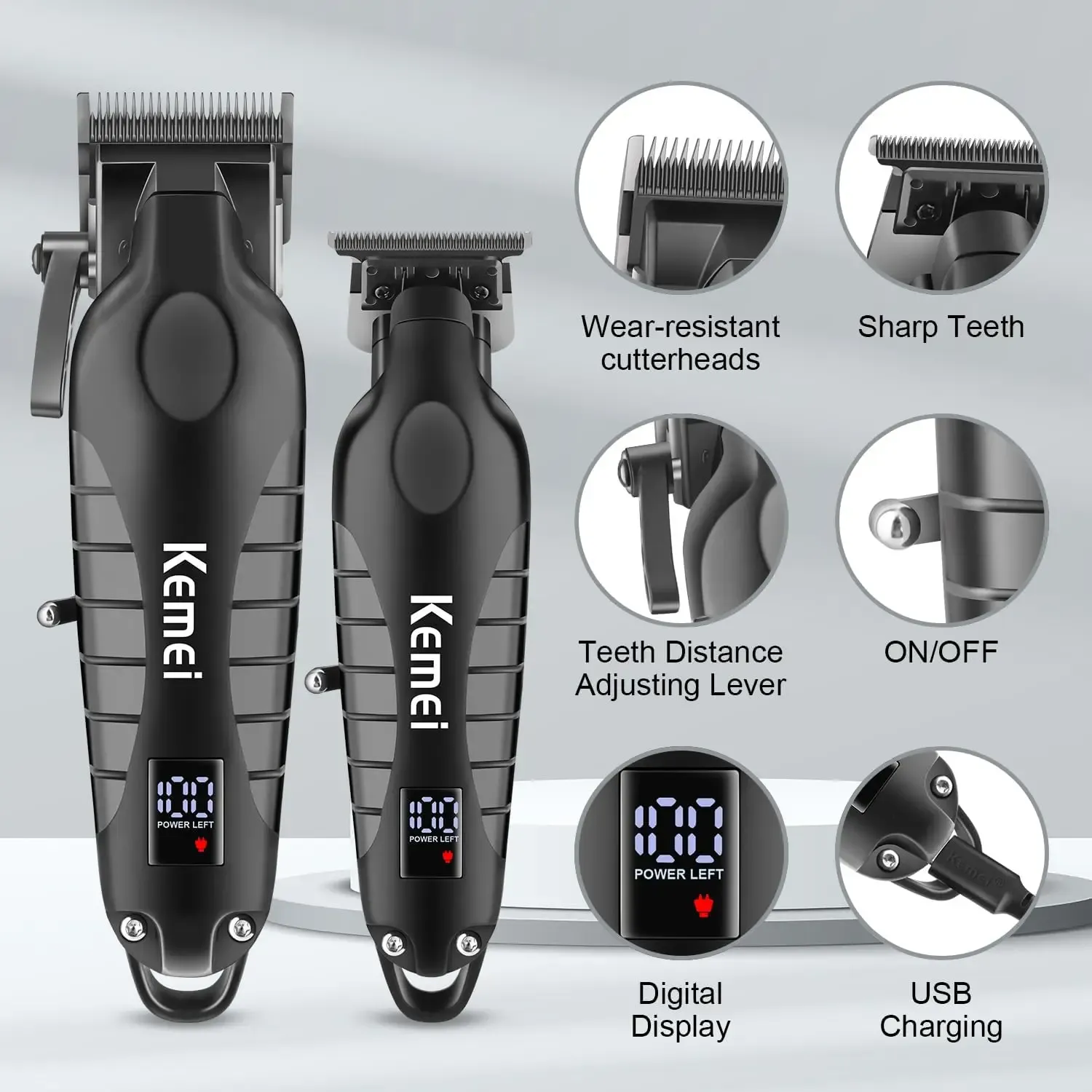 طقم حلاقة وتشذيب Kemei KM-2290 للرجال