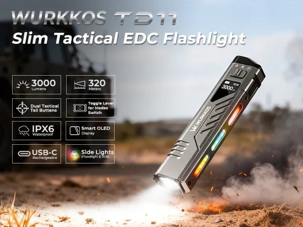 كشاف تكتيكي قابل للشحن Wurkkos TD11 بإضاءة 3000 لومن