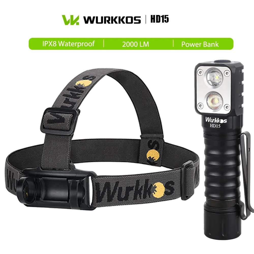 كشاف رأس Wurkkos HD15 قابل للشحن بإضاءة مزدوجة