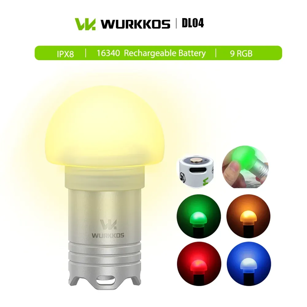 مصباح غوص محمول Wurkkos DL04 بإضاءة RGB دائرية وشحن Type-C