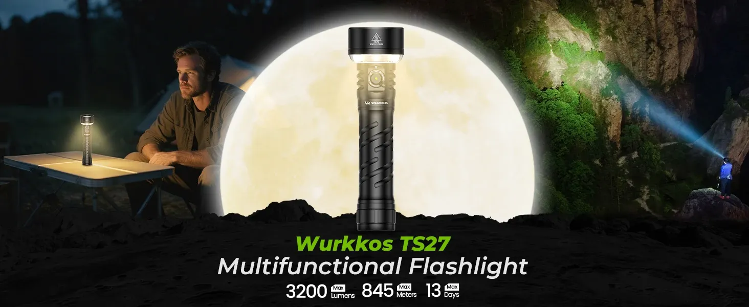 كشاف Wurkkos TS27 بعيد المدى مع إضاءة RGB وشحن عكسي