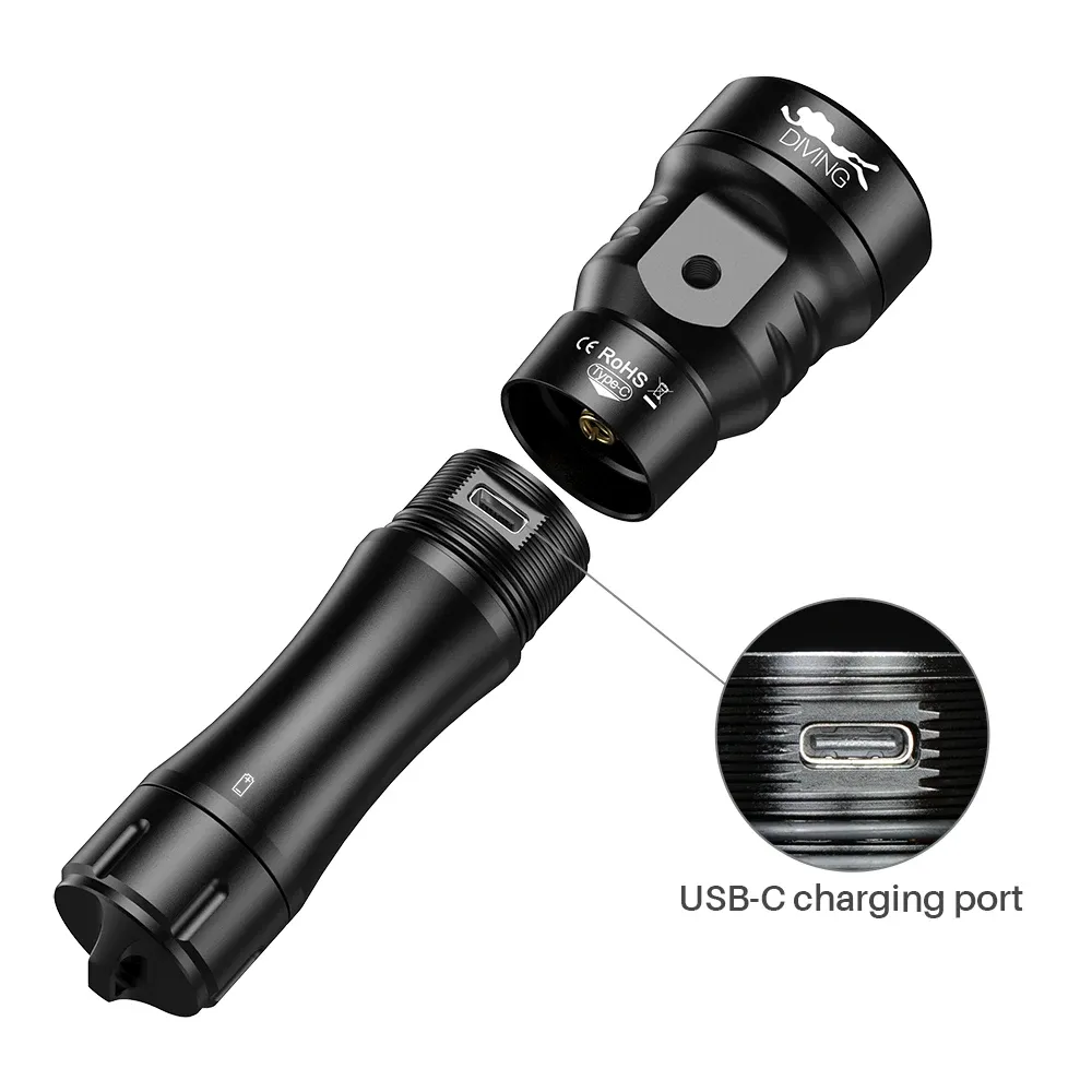 كشاف غوص Wurkkos DL08 بإضاءة متعددة وشحن USB-C