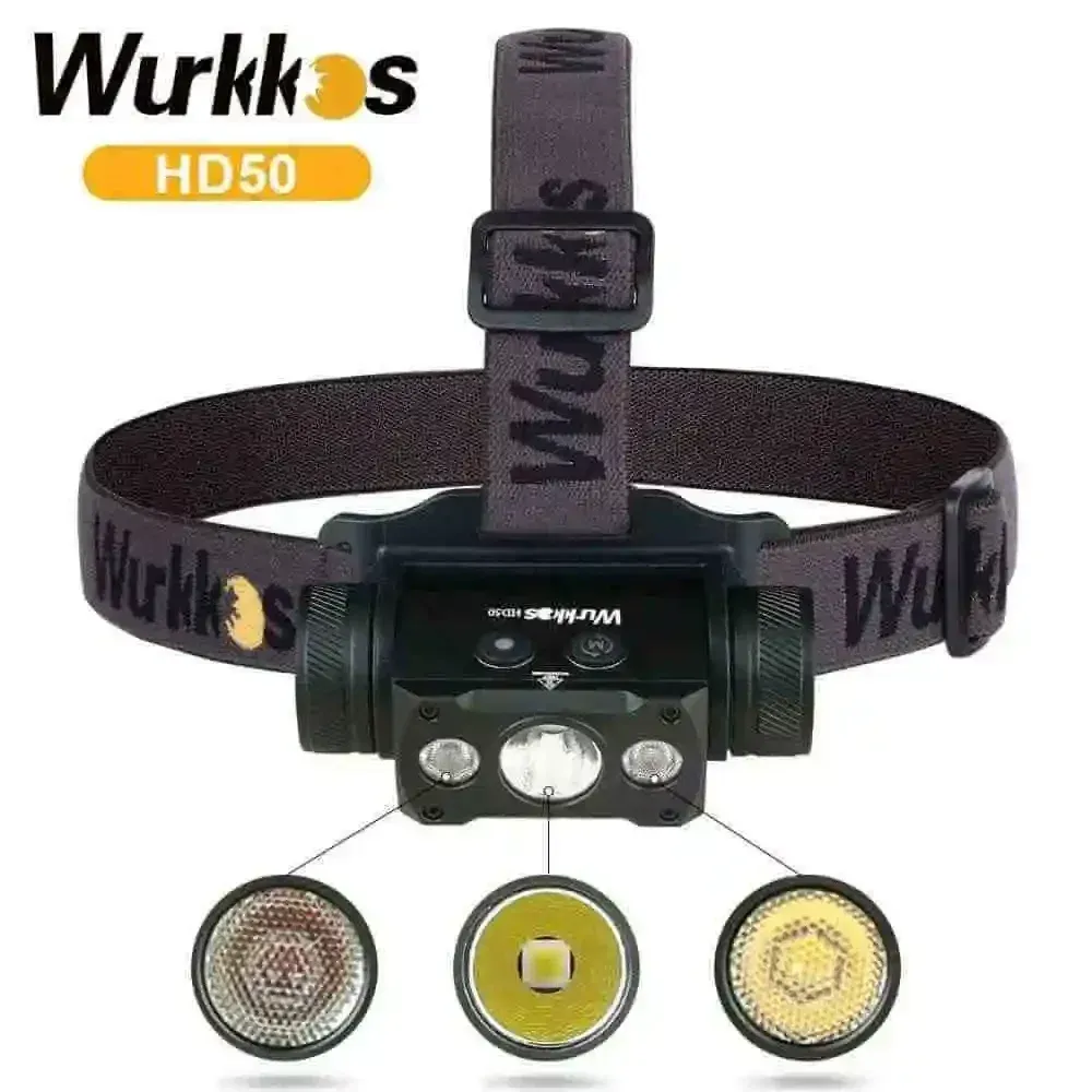 كشاف رأس Wurkkos HD50 مزدوج المصدر بإضاءة بعيدة المدى