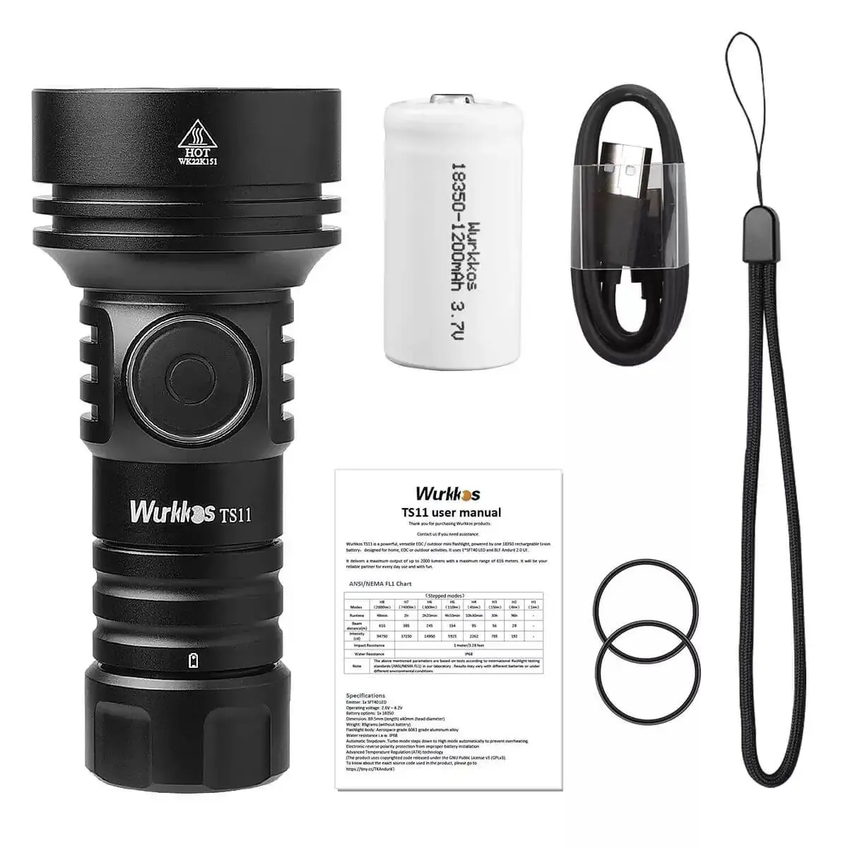كشاف Wurkkos TS11 المدمج بإضاءة بعيدة وشحن USB-C