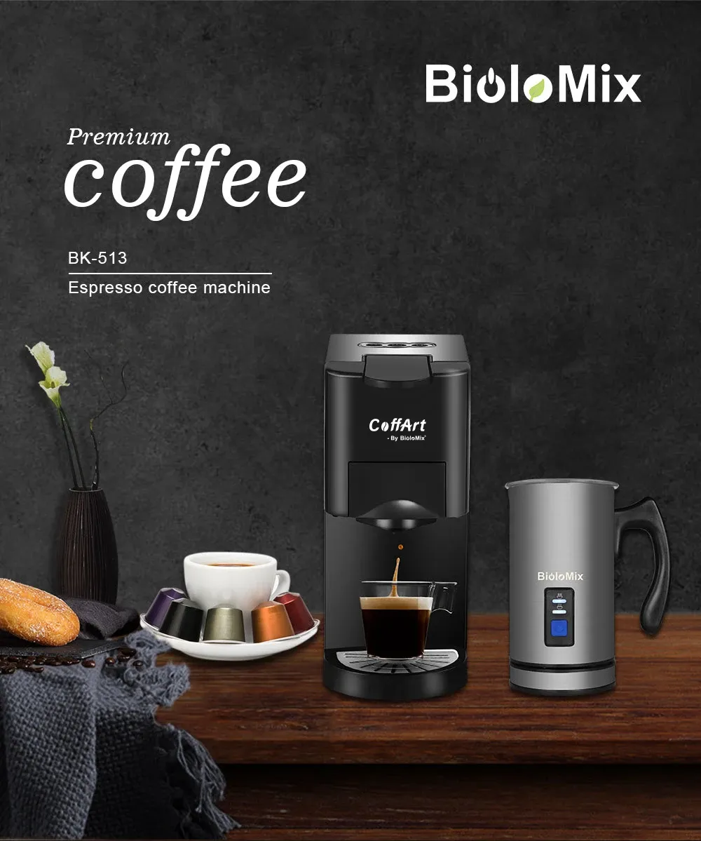 ماكينة إسبريسو 3 في 1 من BioloMix بتوافق متعدد للكبسولات والبودرة
