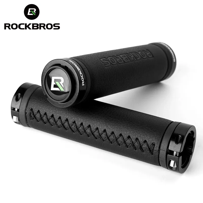 مقابض دراجة ROCKBROS بجلد ميكروفايبر وقفل ألمنيوم