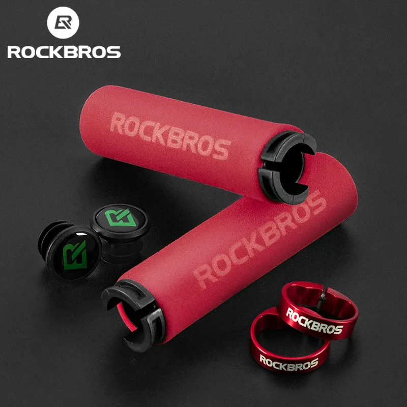 مقابض دراجة ROCKBROS إسفنجية/سيليكون خفيفة مع قفل