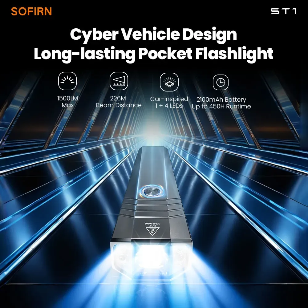 كشاف سوفرن ST1 جيبي 1500 لومن بشحن USB-C
