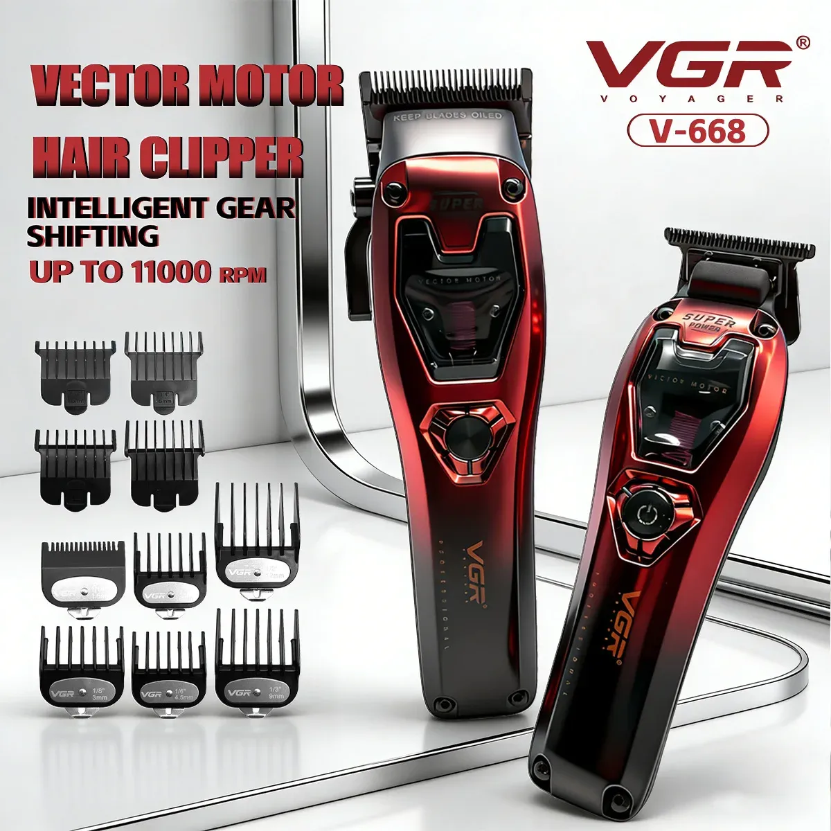 ماكينة قص شعر احترافية VGR V-668 بمحرك عالي السرعة