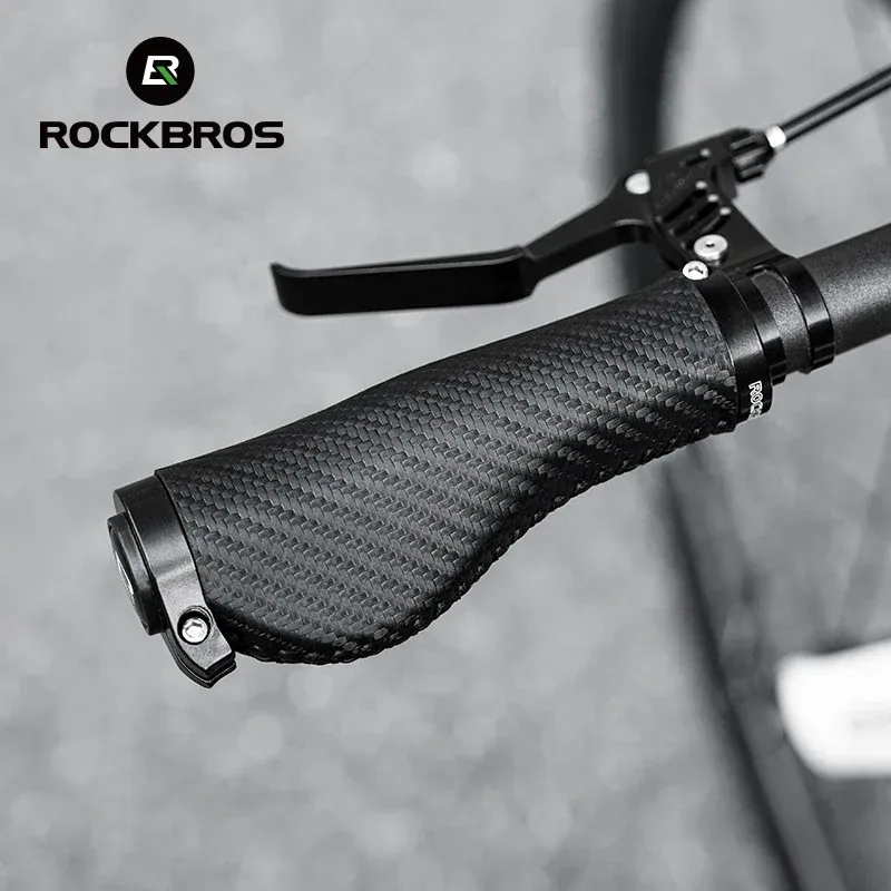 مقابض دراجة ROCKBROS بكسوة جلدية ومقاومة للانزلاق