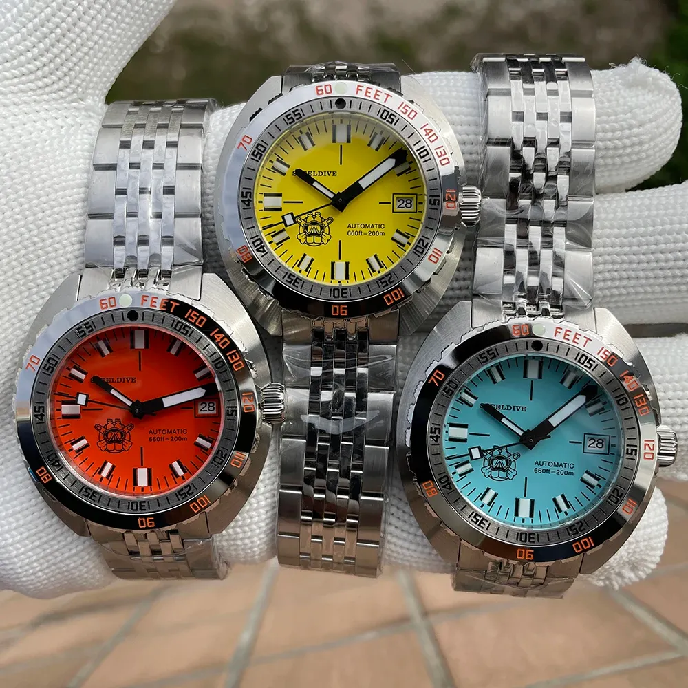 ساعة STEELDIVE SD1967 غواص أوتوماتيكية 43 مم بعلبة فولاذية وزجاج ياقوتي