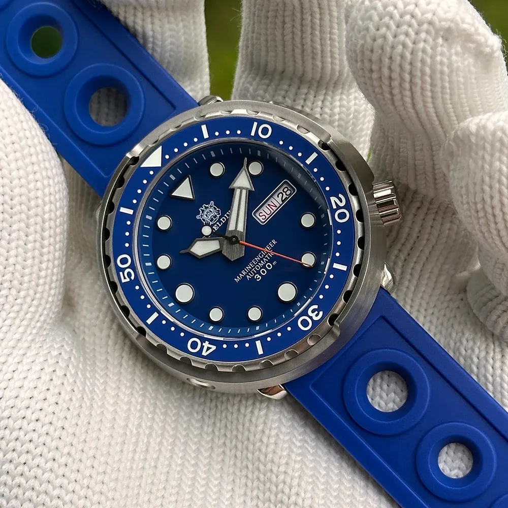 ساعة غوص أوتوماتيكية STEELDIVE SD1975W بقرص أسود