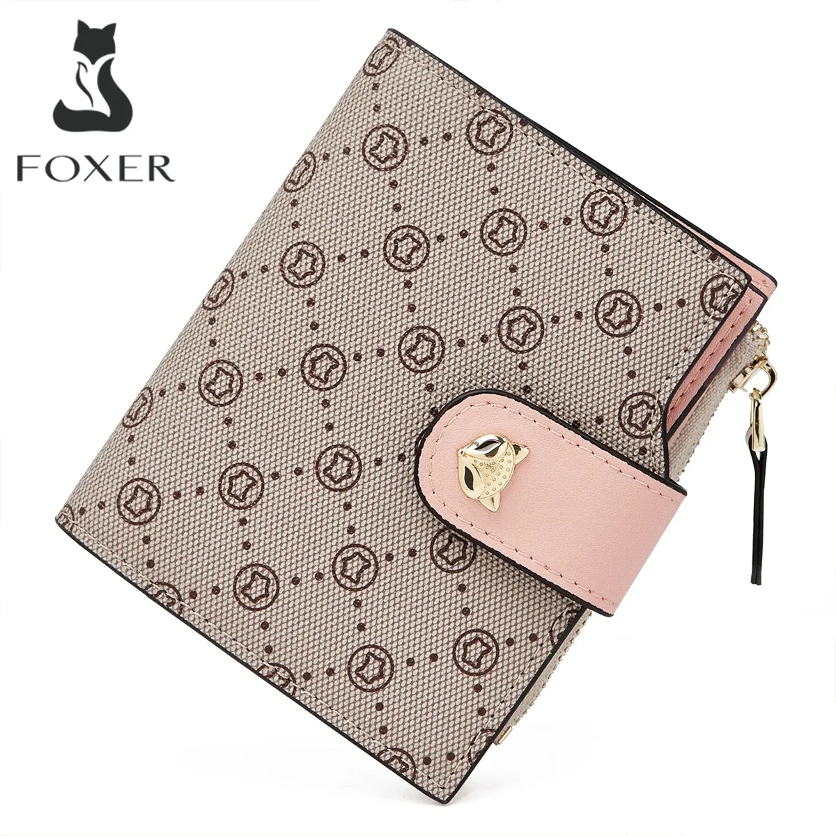 محفظة FOXER النسائية المدمجة بجيوب بطاقات ونقشة أنيقة