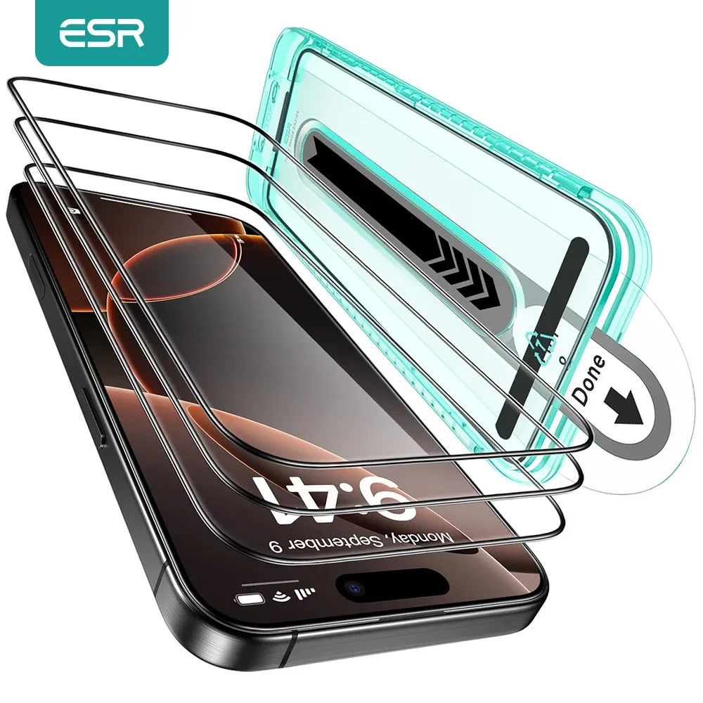 واقي شاشة ESR ثلاثي الخصوصية لهواتف آيفون 14 و13 مع أداة تركيب تلقائية