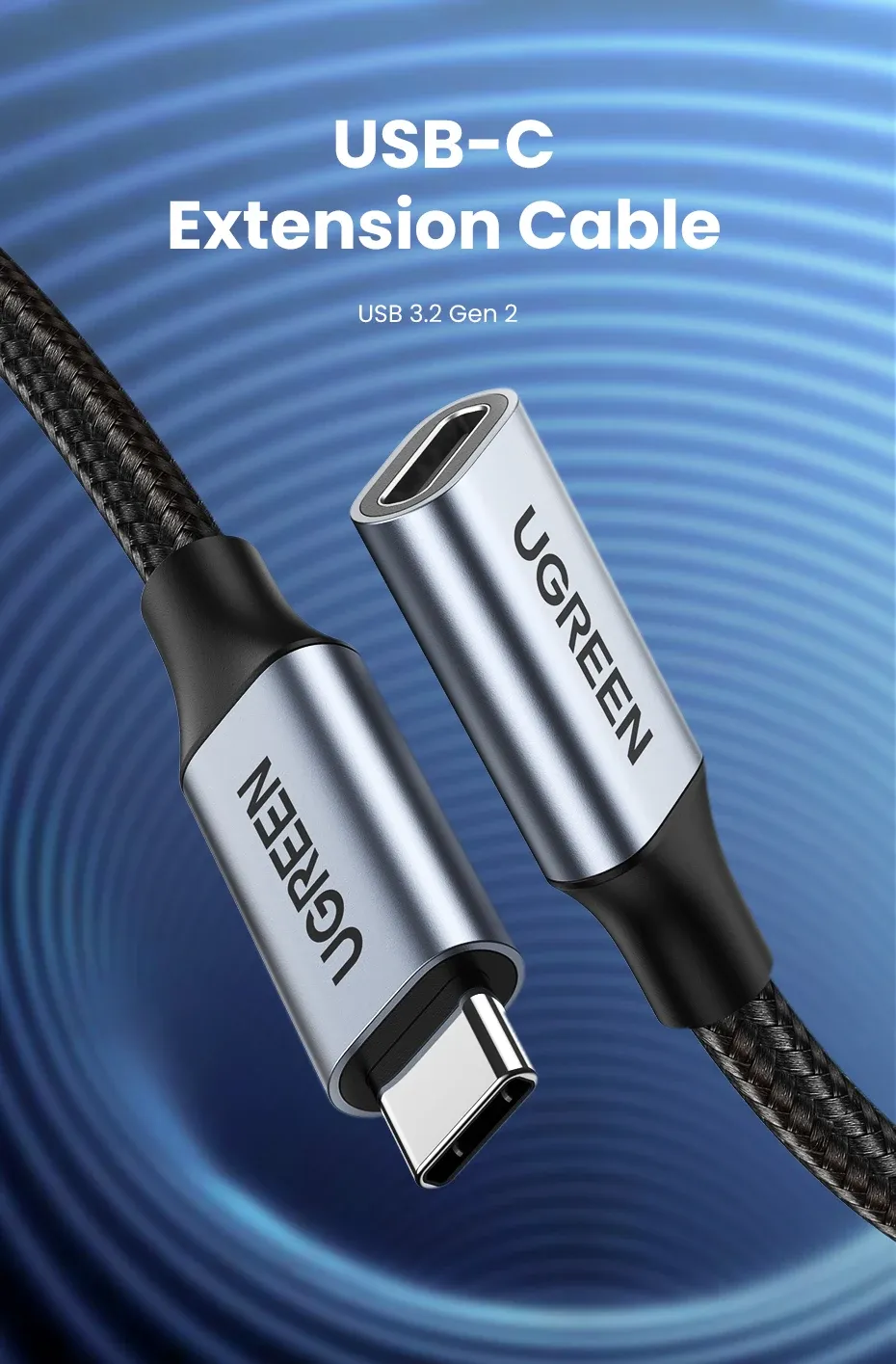 كابل تمديد USB-C من يوغرين للشحن السريع ونقل البيانات