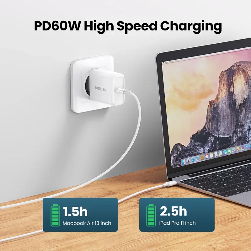 كابل USB-C من UGREEN بقدرة 60 واط للشحن السريع والمزامنة