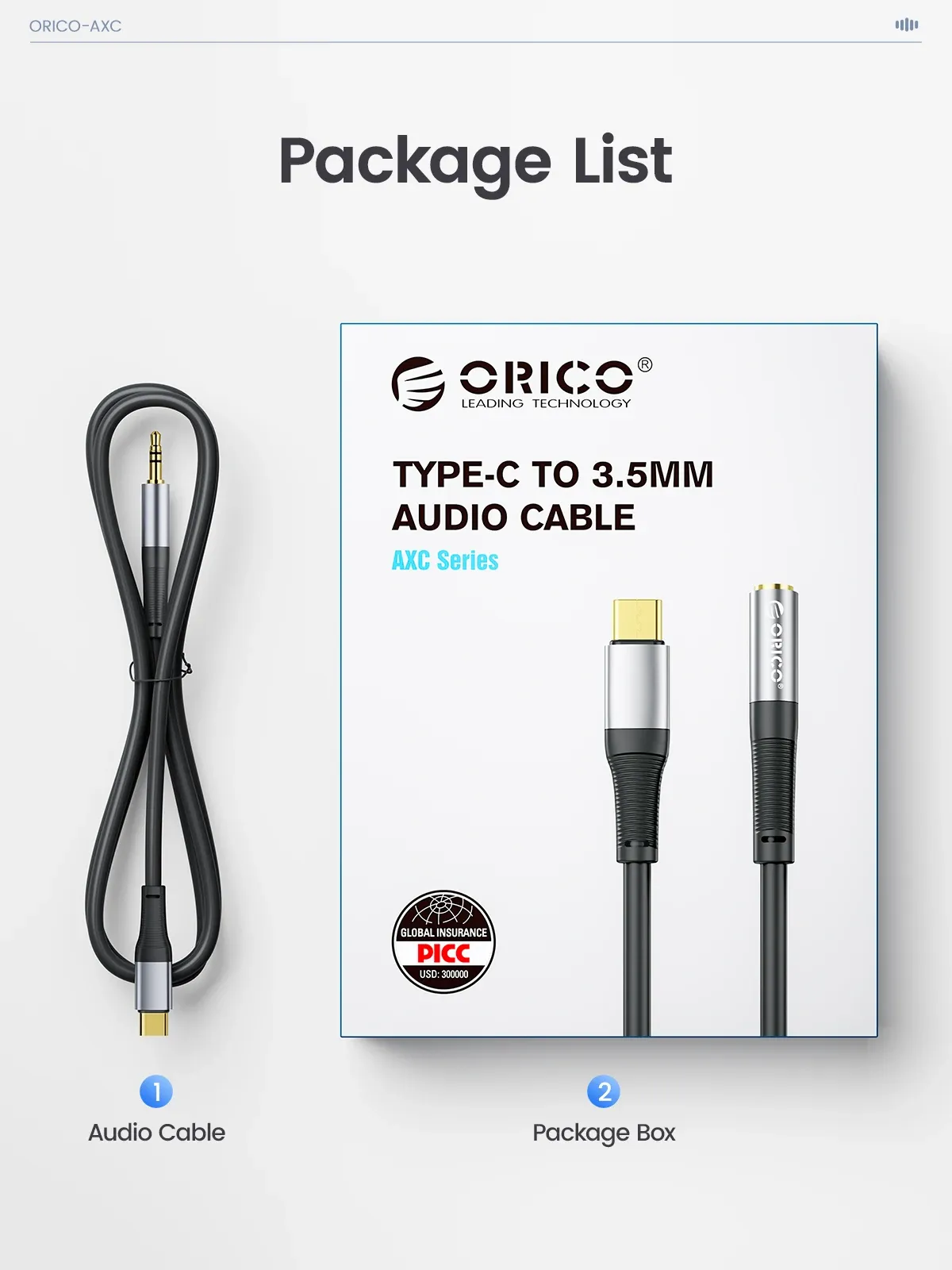 كابل صوت ORICO USB-C إلى 3.5 مم مع دعم Lightning