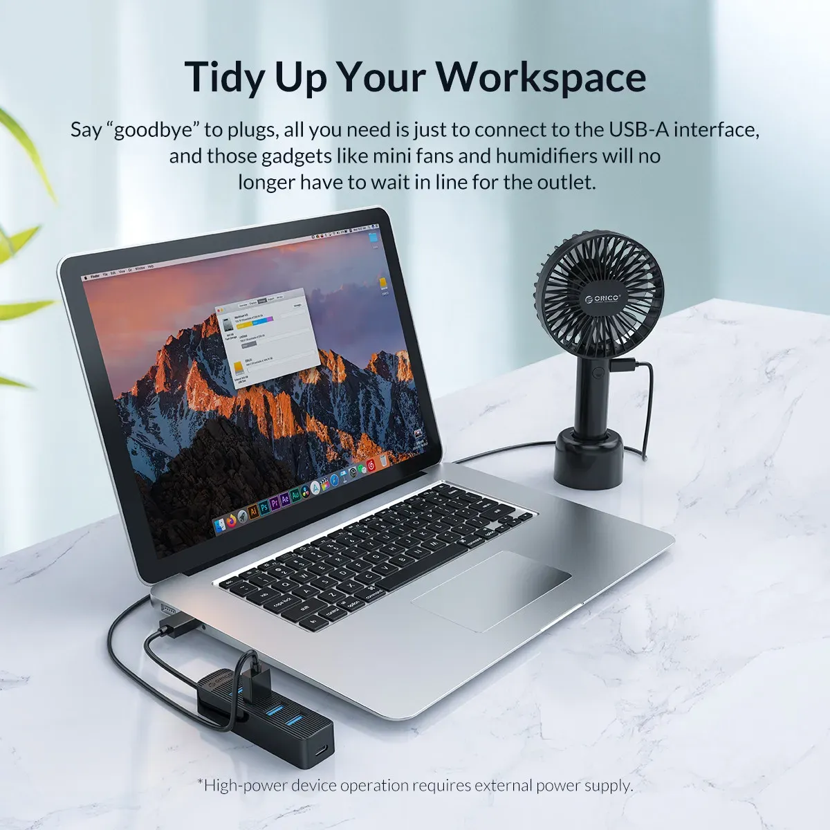 موزّع ORICO مدمج بأربع منافذ USB 3.0 مع منفذ طاقة Type‑C