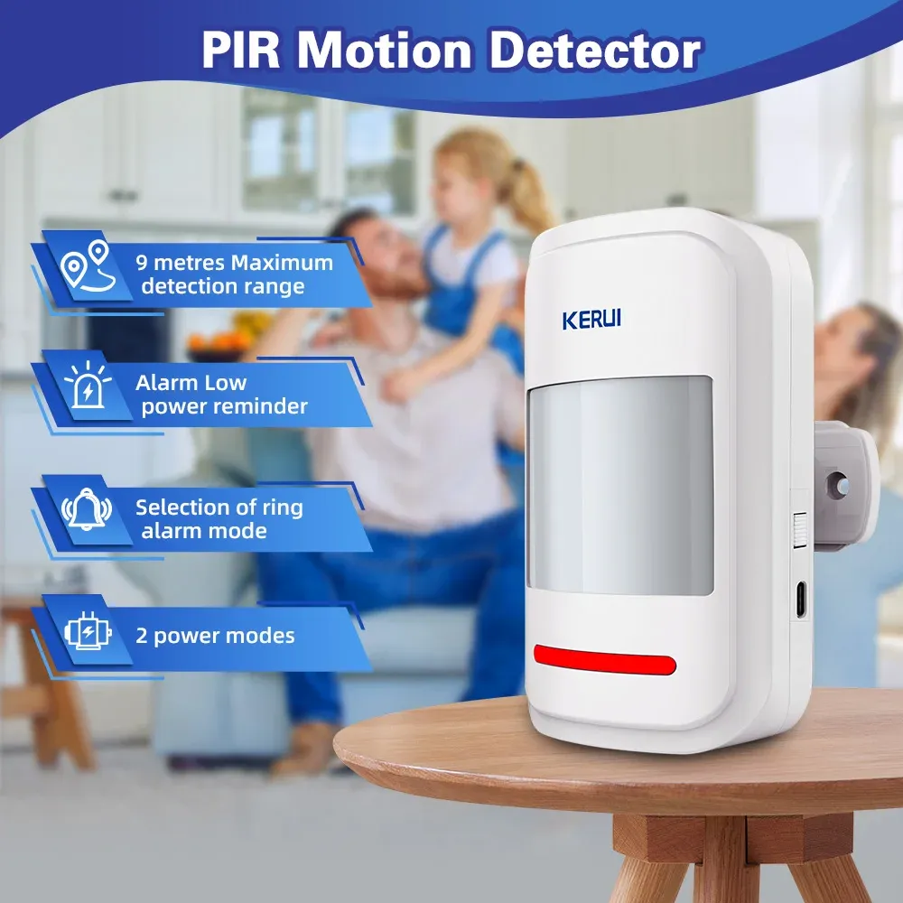 إنذار حركة PIR من KERUI مع ريموت ووضع الجرس