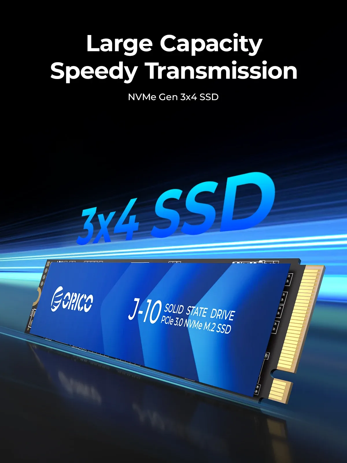 قرص SSD داخلي ORICO J10 ‏M.2 NVMe بسعة 1 تيرابايت مع تبريد
