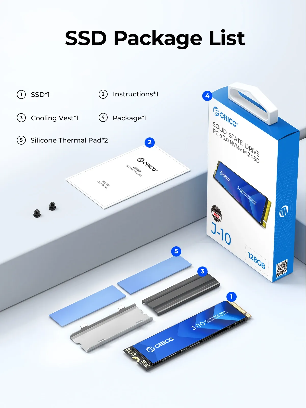 قرص SSD داخلي ORICO J10 ‏M.2 NVMe بسعة 1 تيرابايت مع تبريد