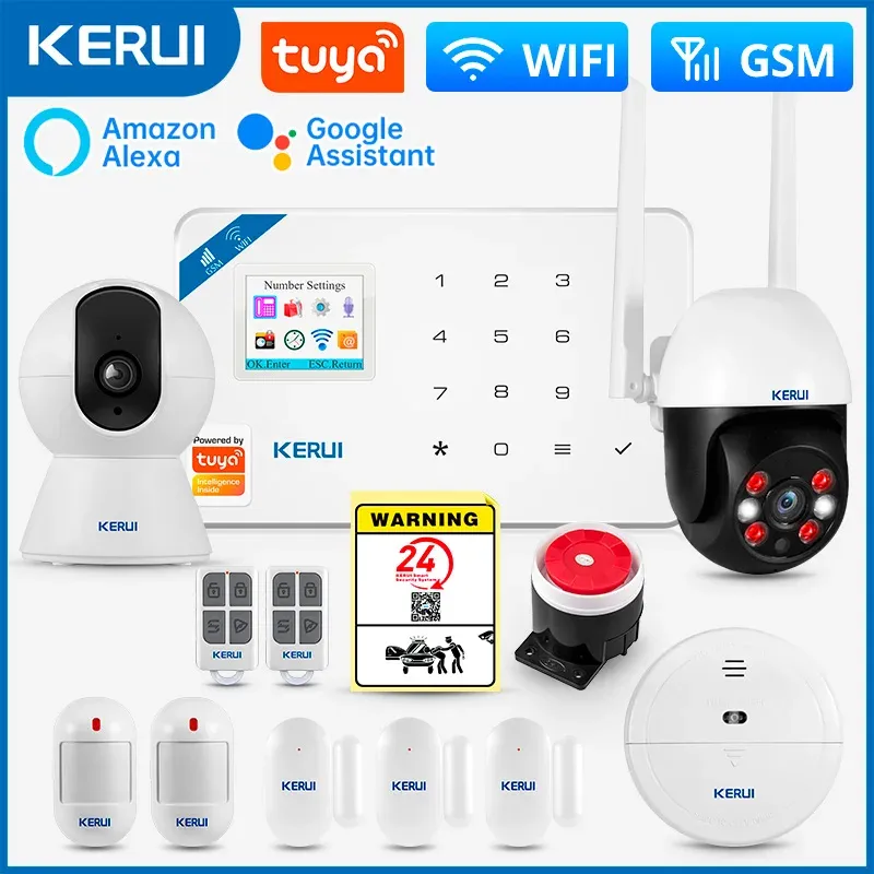 نظام إنذار منزلي ذكي KERUI W181 بتقنية واي فاي وGSM