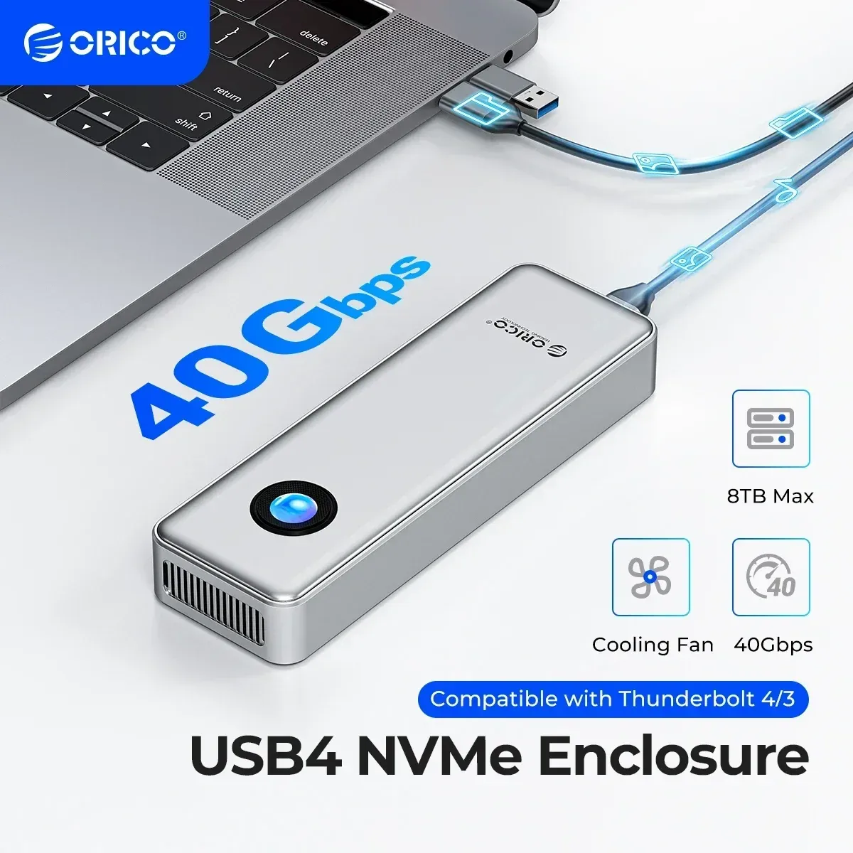 علبة ORICO USB4 NVMe 40Gbps مع تبريد للمحركات M.2