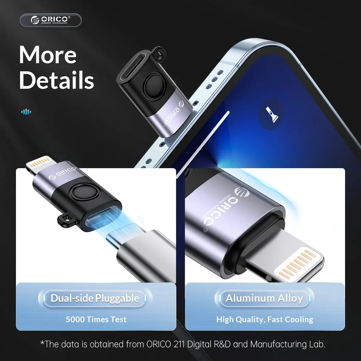 محوّل ORICO ميني OTG من Type-C إلى USB 2.0 للشحن ونقل البيانات